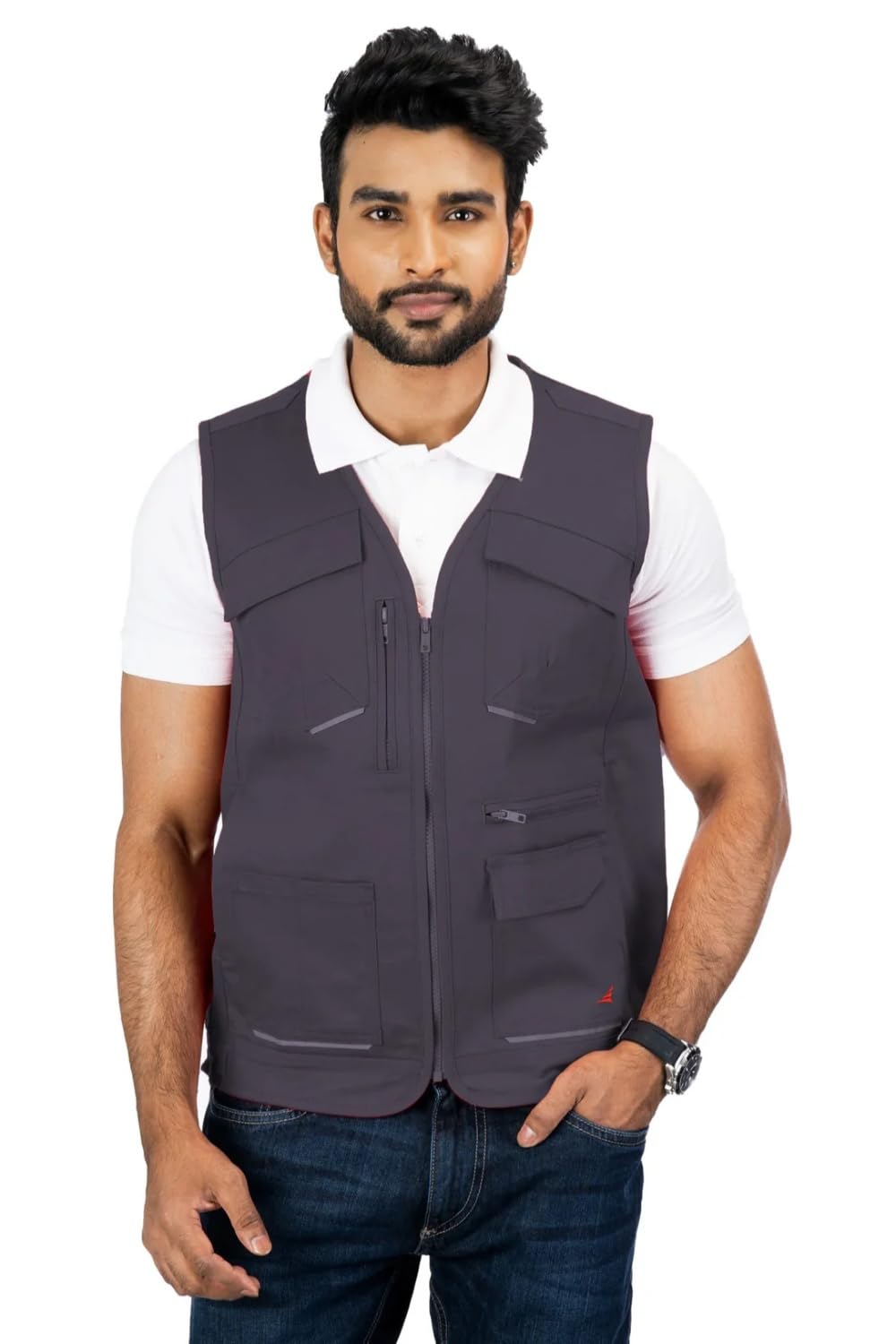 Atlanta Multi-Utility Vest with Reflective Detailing, Cotton Blend Twill, Classic Contemporary Fit-image-35