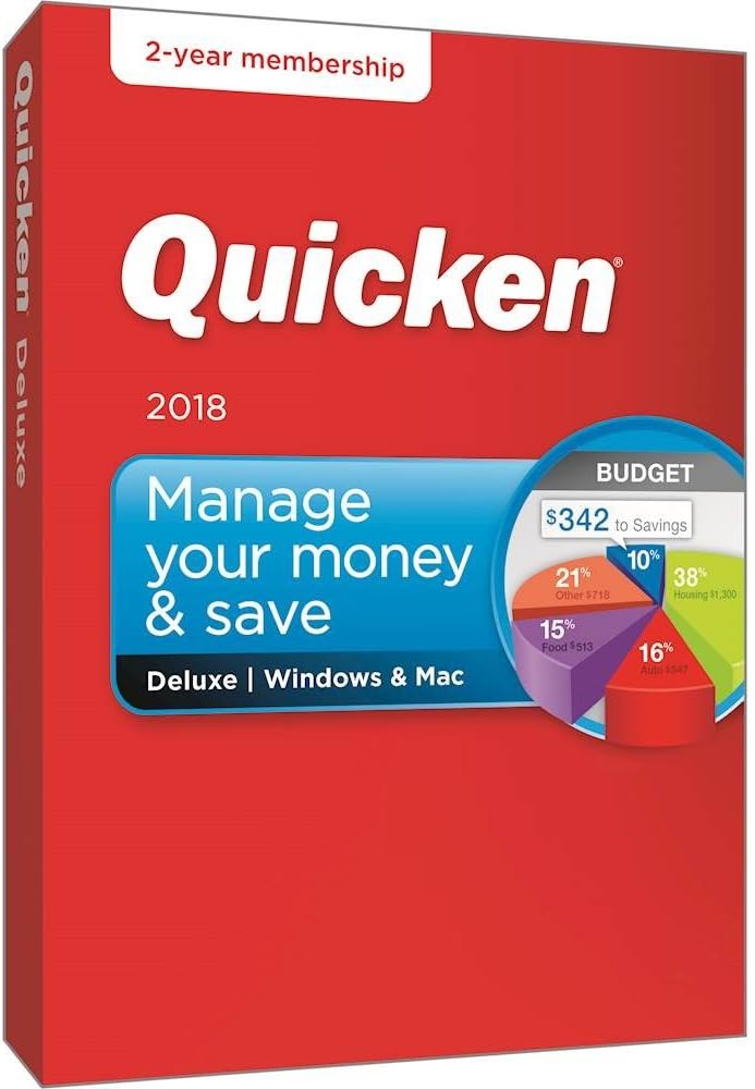 Quicken Deluxe 2018 - 24-Month Membership For Windows & MAC