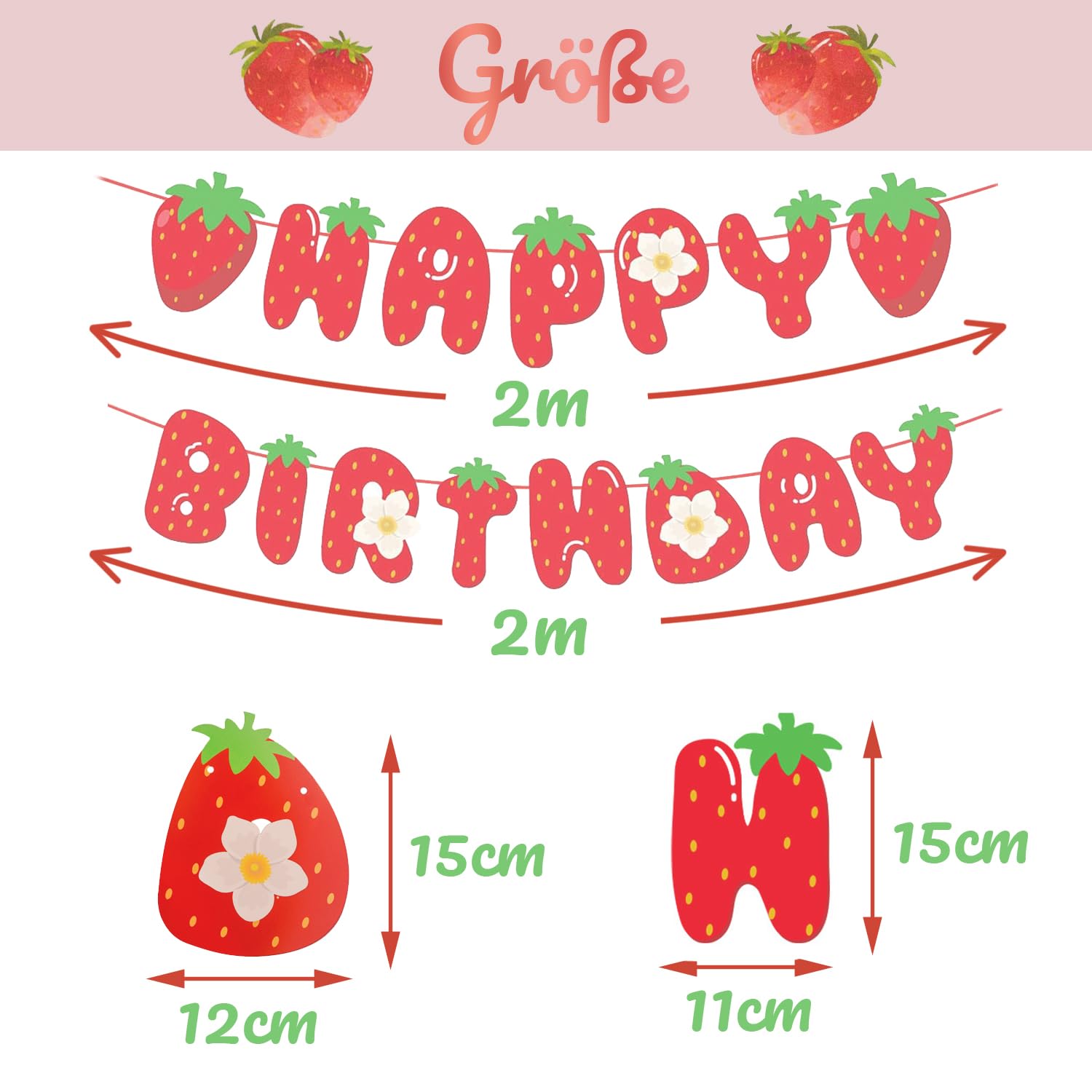 Set Stoviglie Festa Fragola Per 16 Persone - Tovaglia, Piatti, Tovaglioli E Decorazioni - Foto 10