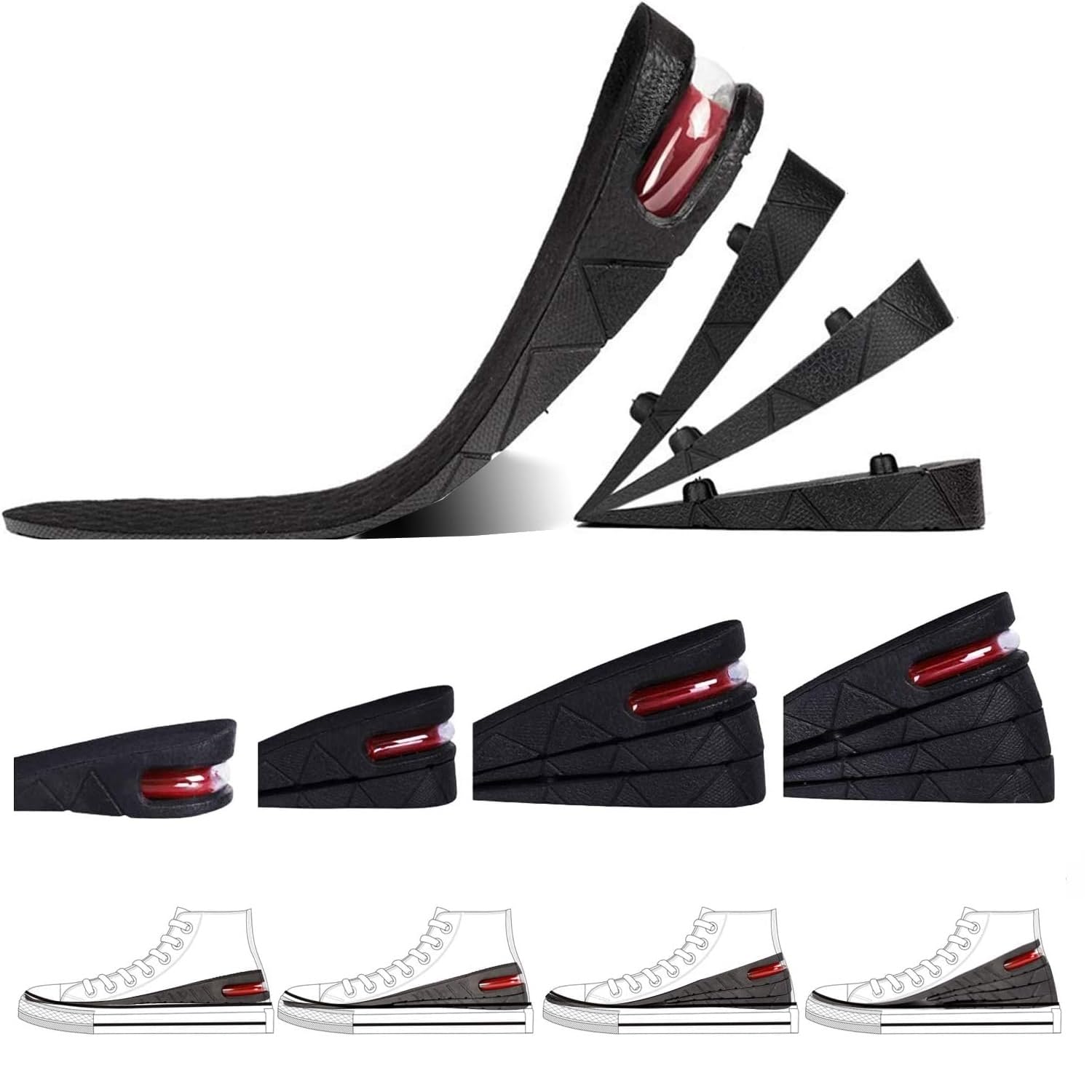 VazzLox Height Increase Insoles, 4-Layer Heel Orthotic Insoles Adjustable Comfortable & Breathable Elevator Lift Kit Up To 2cm To 9cm, Men Women Height Booster Insoles (4 Layer) (B0DFC56YM1) Amazon Price History, Amazon Price Tracker