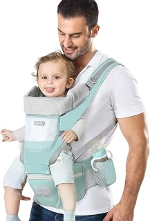 YSSKTC Ergonomic Baby Carrier with Hip Seat - Newborn to Toddler 7-45lbs, 6-in-1 Front/Back Carry for Mom & Dad