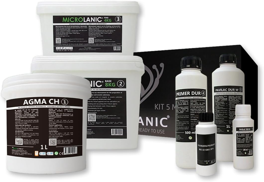 5 m  Ready to Use Microcement Kit for Walls and Floors on Mortar Gotel  etc. SAR Heavy Duty Absorbent Medium Paint PEANNUT CREAM