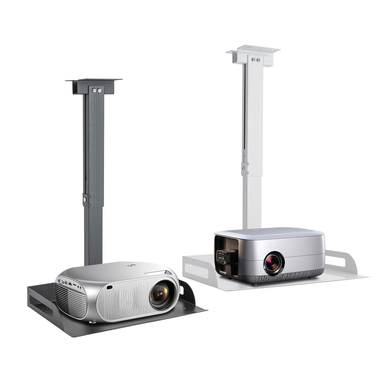 Supporto per proiettore regolabile in altezza, 34 – 56 cm, per proiettore da soffitto, portata: 14 kg, bianco/nero (nero)