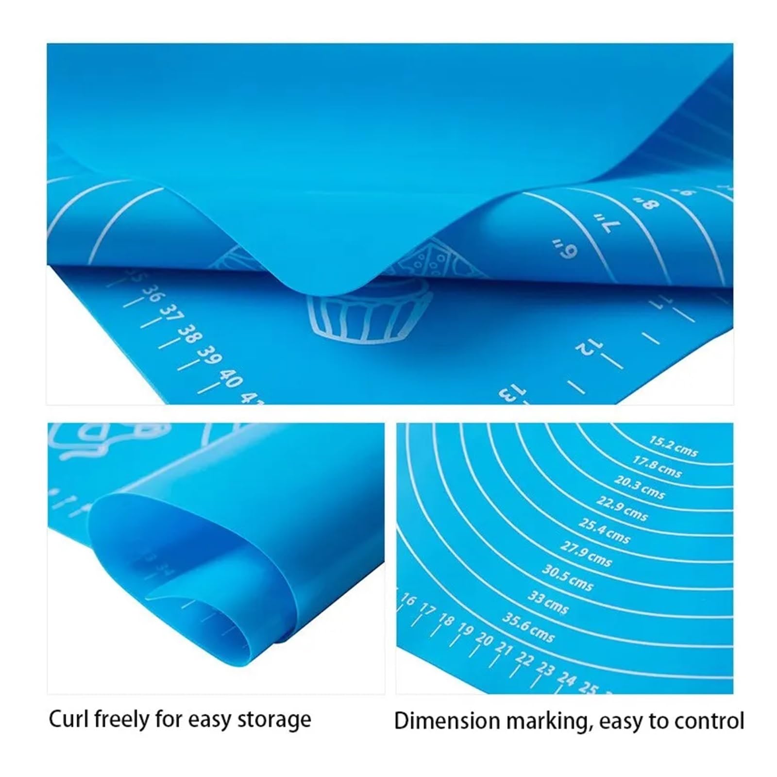 Tappetino da forno in silicone per pizza e pasticceria, utensili da cucina, utensili da cucina antiaderenti, accessori per impastare (blu, 50 x 40 cm)