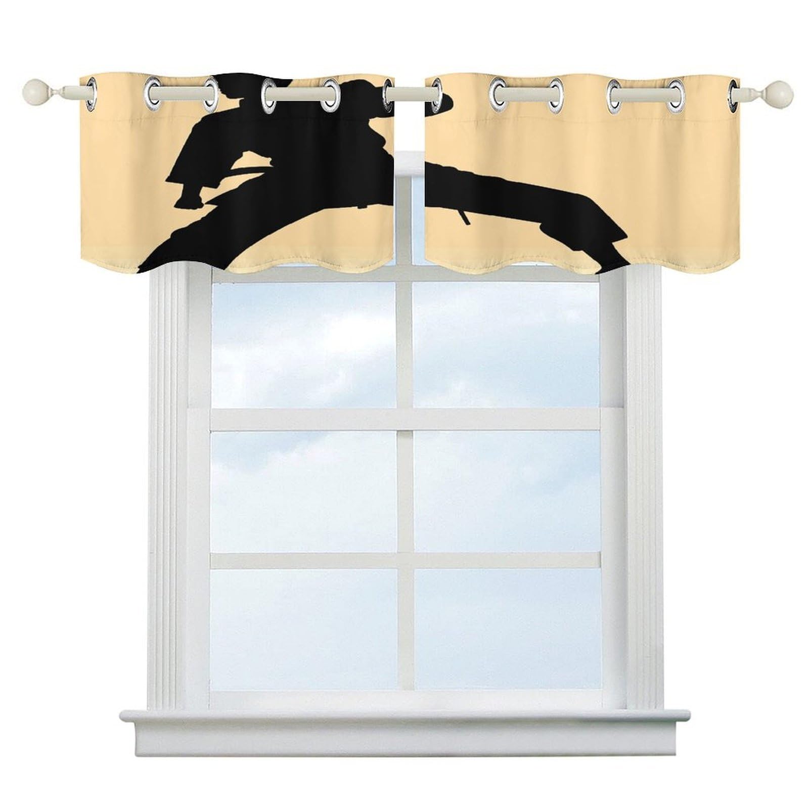 Fekiloot Men's Style Karate Silhouette Short Curtains Valance Curtain