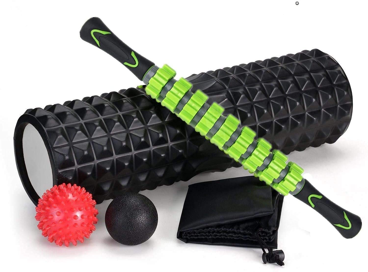 SKEIDO5-In-1 Large size Foam Roller Kit with Muscle Roller Stick and Massage Balls For Physical Therapy Pain Relief Myofascial Release Balance Exercise