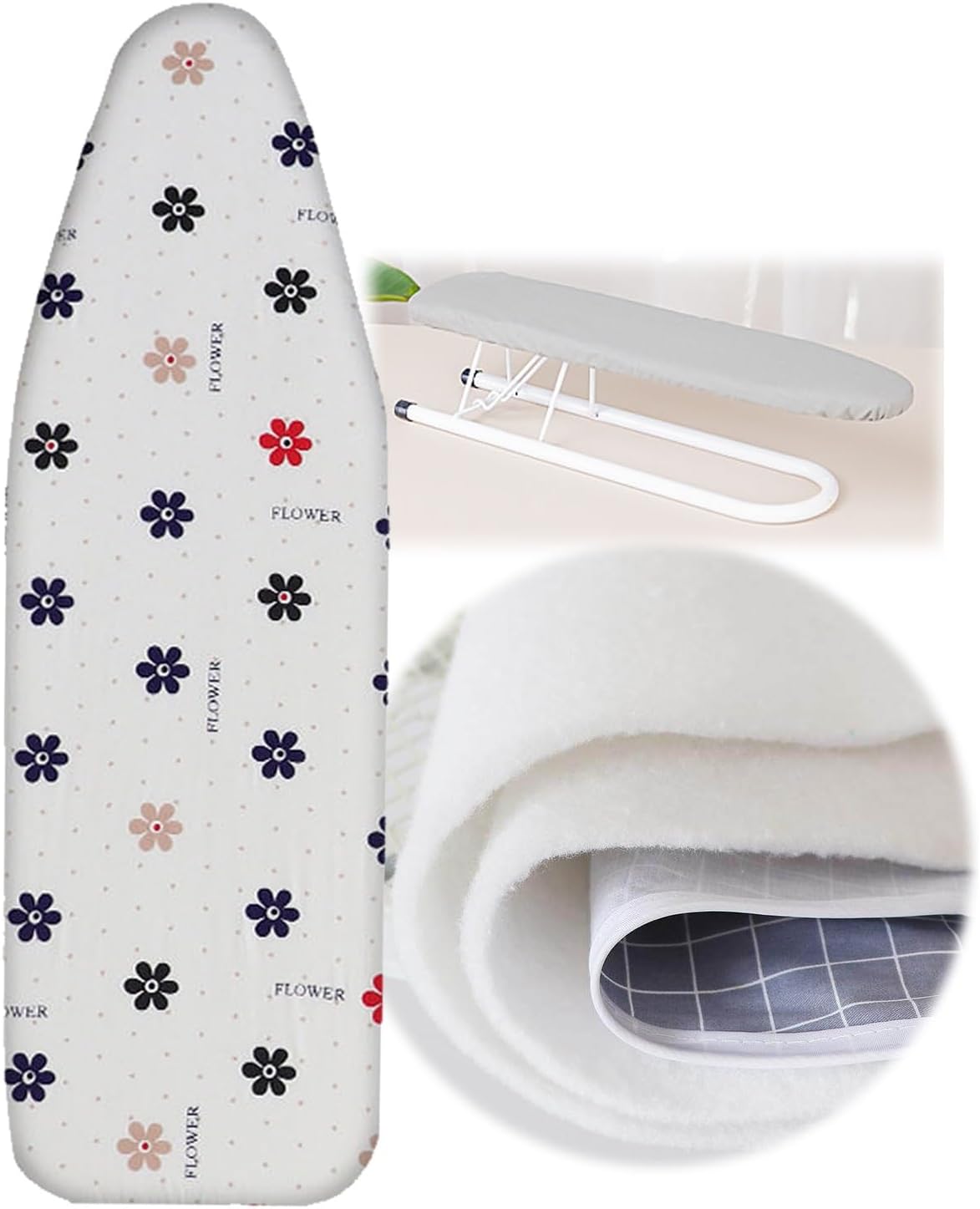 Ironing Board Replacement Cover with Padding, Non-Slip Elastic Edge, Heat & Scorch Resistant, Stylish Prints, Snug Fit Non-Slip(Style H,100x33cm)