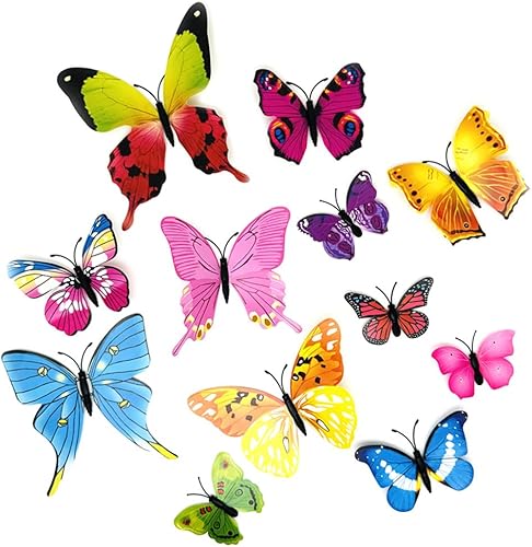 Miniatura 6 de Imanes de mariposa 3D de PVC para nevera, imanes de nevera, calcomanías de pared con imán para decoración de pared, decoración artística,