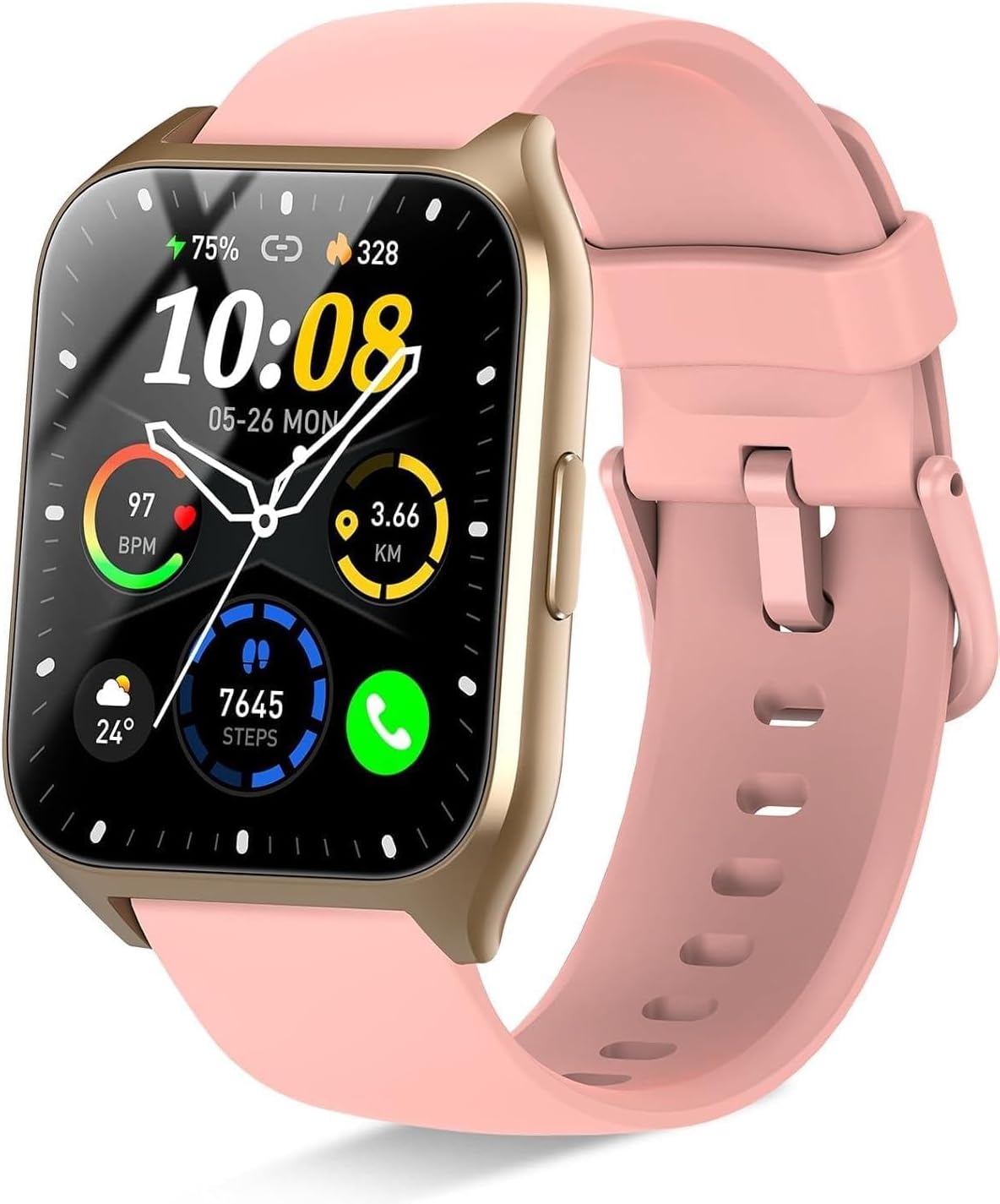 Smart Watch for Men Women (Answer/Make Calls), 1.85″ HD Fitness Watch with Heart Rate and Sleep Monitor, 110+ Sports Modes Smartwatch, IP68 Waterproof Activity Tracker for iOS/Android, Pink