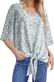 Chiffon Blouses for Women Loose Fit 3/4 Sleeve Work Blouse Shirts Autumn Soft Comfy Lace Shirts