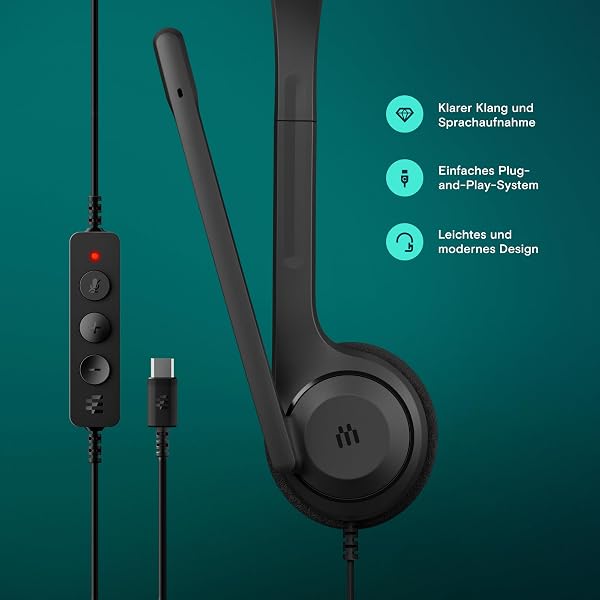 EPOS C1 Business USB C Mono Headset with Microphone, Chrome Certified, Wired Headphones, Noise Cancelling, Improved Audio Qua - 4