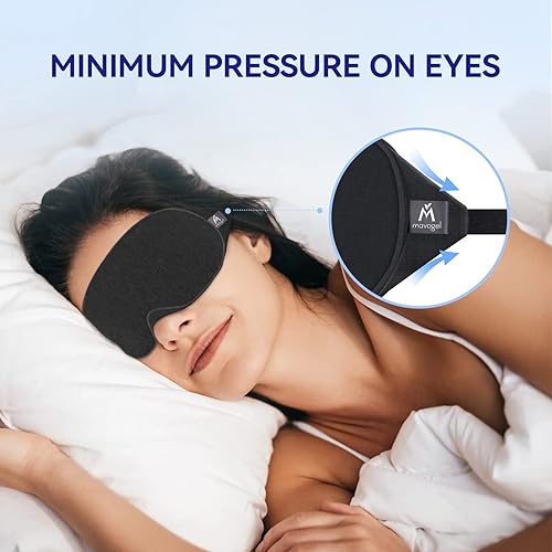 Miniatura 6 de Mavogel Máscara de sueño mejorada para hombres y mujeres, máscara de ojos de algodón de lujo con correa ajustable, bloqueo de luz, máscara de dormir