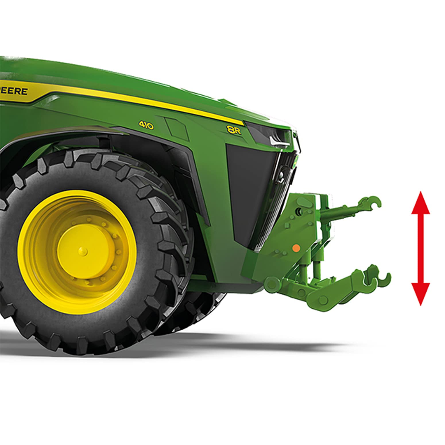 WIKING 077859 Ciągnik John Deere 8R 410, 1:32, Metal,Plastik, od 14 lat, wiele funkcji, otwierana maska, ruchome cięgła górne i dolne