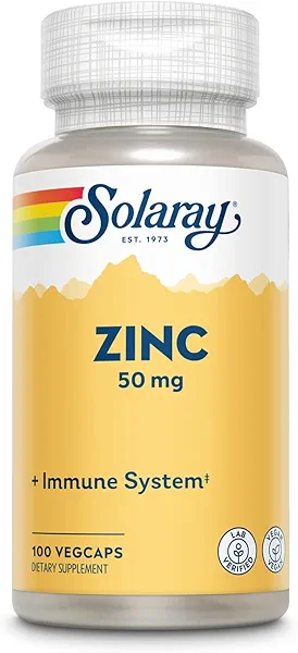 Solaray Zinc 50mg Immune Support Capsules, 100 Count, Vegan, Pumpkin Seed
