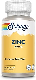 Solaray Zinc 50mg Immune Support Capsules, 100 Count, Vegan, Pumpkin Seed