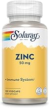 Solaray Zinc 50mg Immune Support Capsules, 100 Count, Vegan, Pumpkin Seed