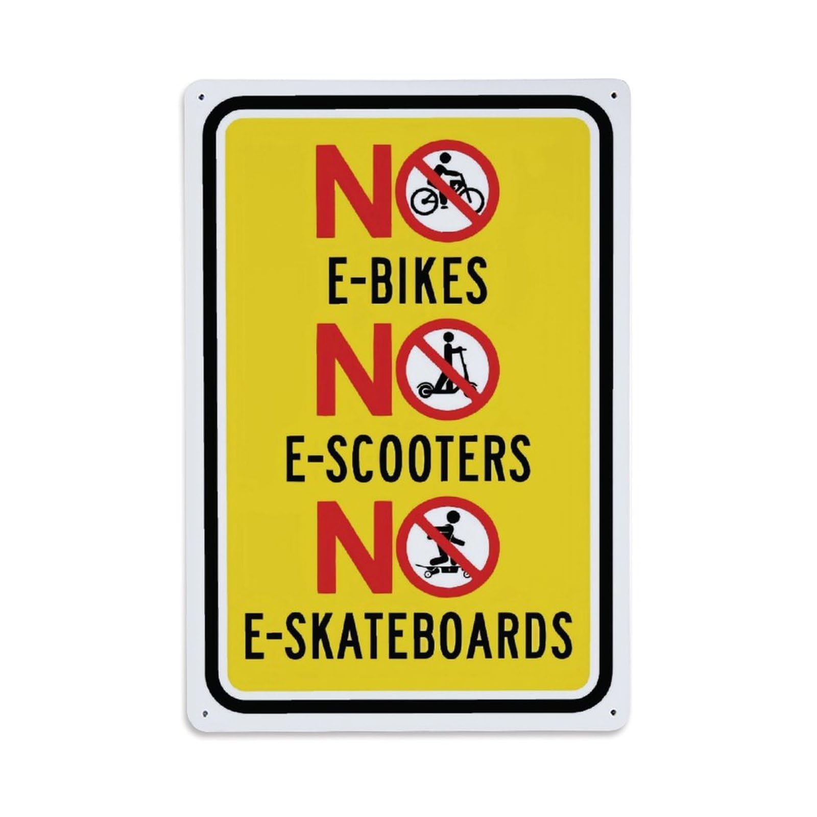 No E-Bikes E-Scooters E-Skateboards Traffic Warning Wall Decor Sign Vintage Aluminium Metal Sign, Retro Wall Decor for Home, Bar, Garage & Farmhouse 30x20cm