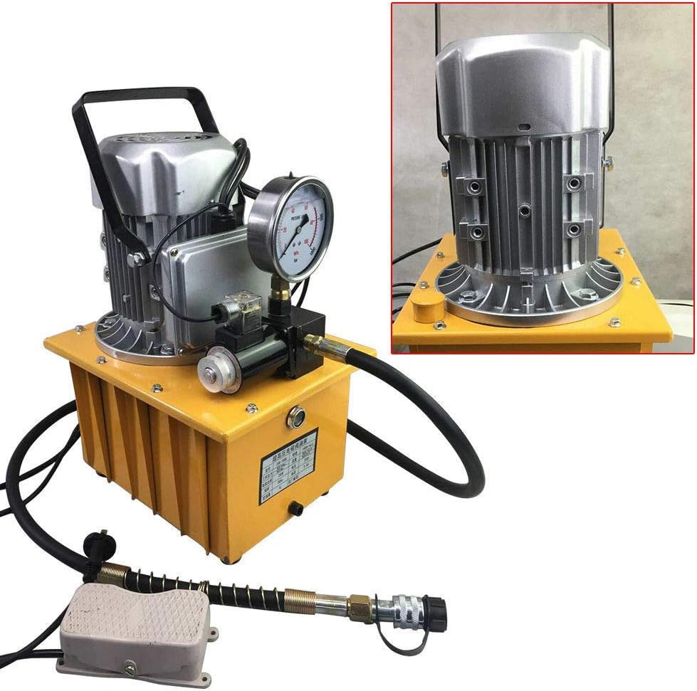 10000 PSI Hydraulic Electric Pump 750W Double Acting 2-70Mpa Jack Split Hydraulic Driven Pump 110V 7L Manual Valve Hydraulic Power Pack Cylinder Hydrafore Pump (HHB-700A Yellow)