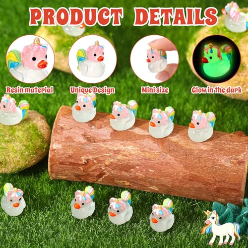 Image of 50 Pcs Unicorn Ducks Toy Figures, Mini Resin Ducks Bulk, Tiny Duck Figurine Dress up Game Toy for Party Favors (Glowing Unicorn)