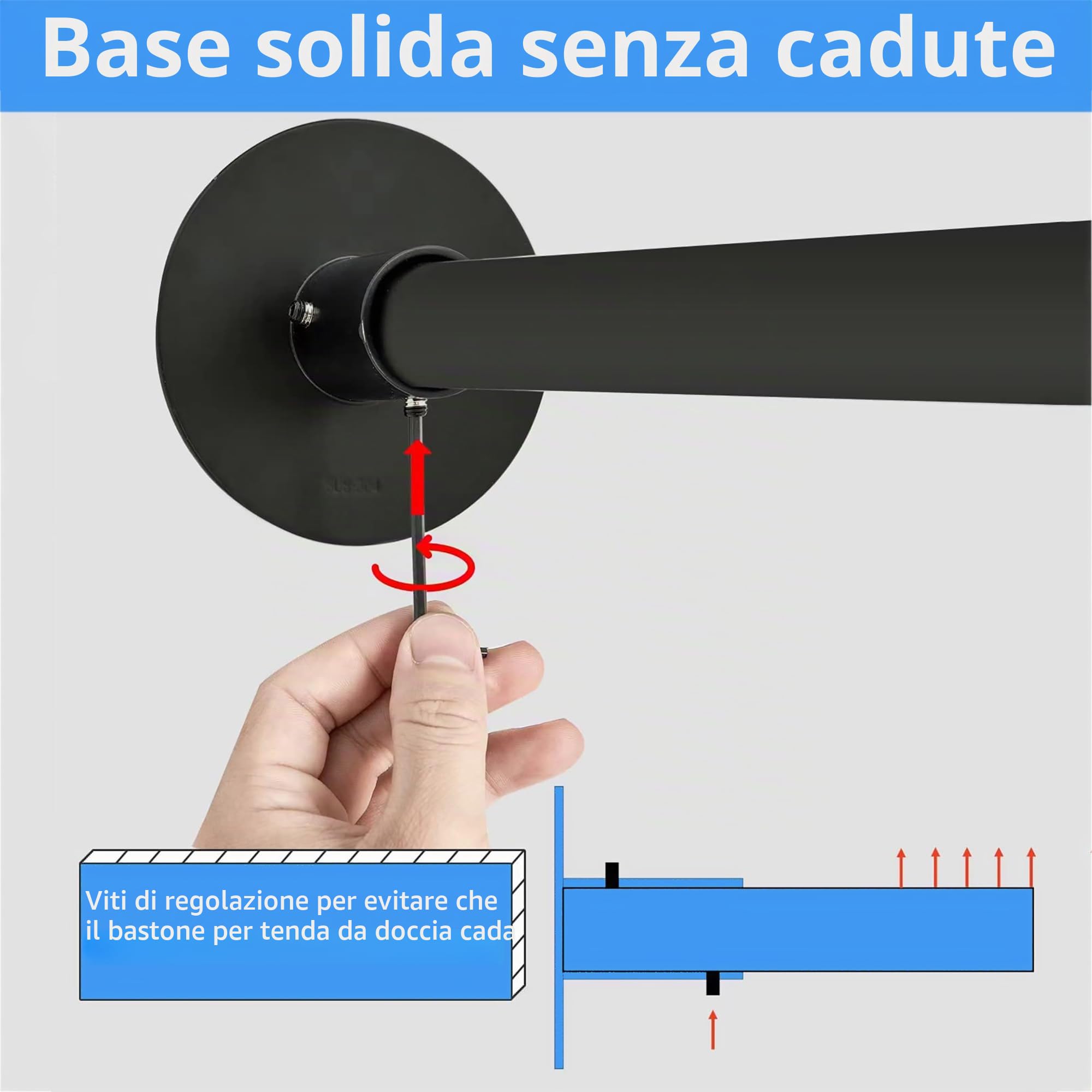 Bastone Tenda Doccia Angolare A Pressione A Forma Di L, Asta per tenda da doccia regolabile e curva in Acciaio Inossidabile, Per Bagno e Spogliatoio (Dimensioni: A 70-95 Cm X 70-95 Cm, Colore: Nero)