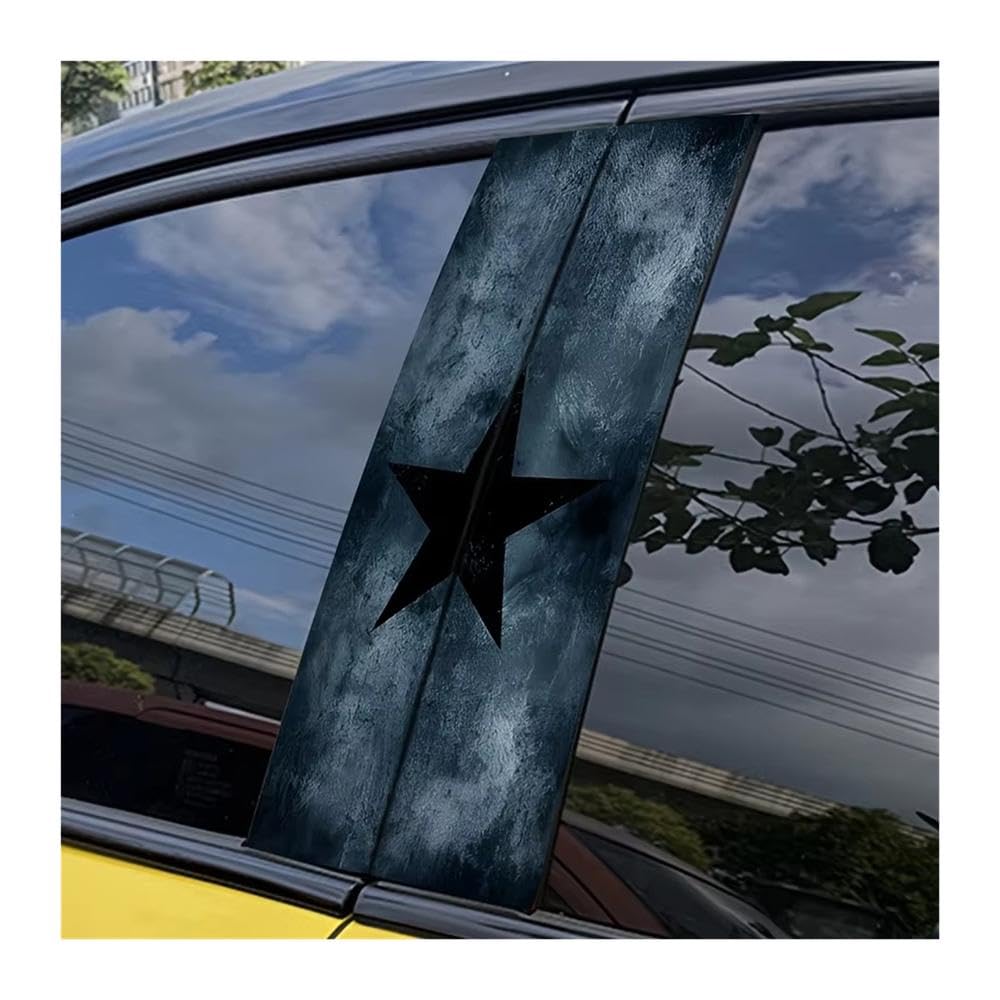 Bertdcx One Color Black Pentagram Car B Pillar Sticker Durable Waterproof Scratch Proof Auto Parts