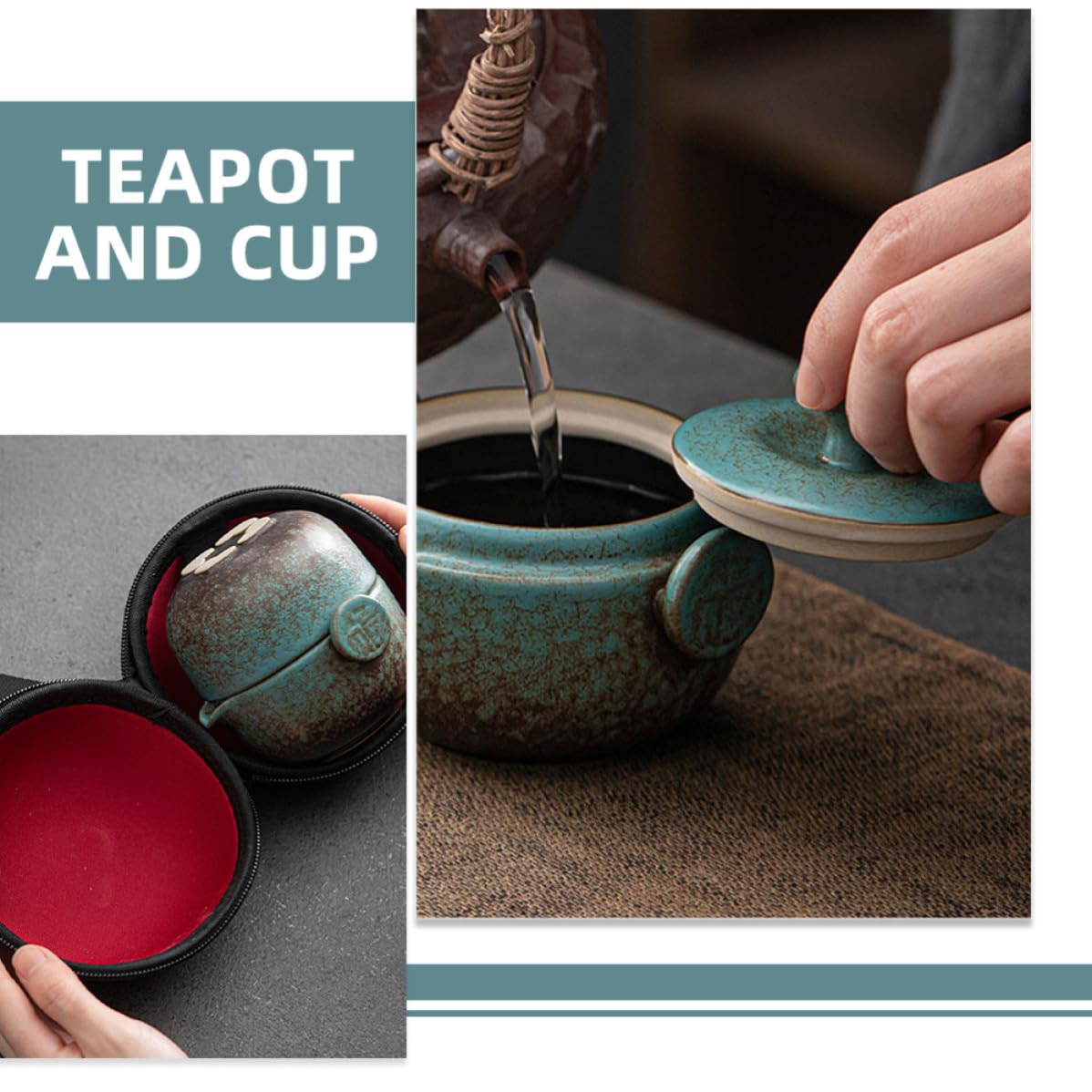 Artibetter Juego de Té de Cerámica para Adultos con Tetera China y Tazas, Diseño Japonés Sofisticado, Portátil para Viajes y Fiestas de Té, Conserva Sabor Original