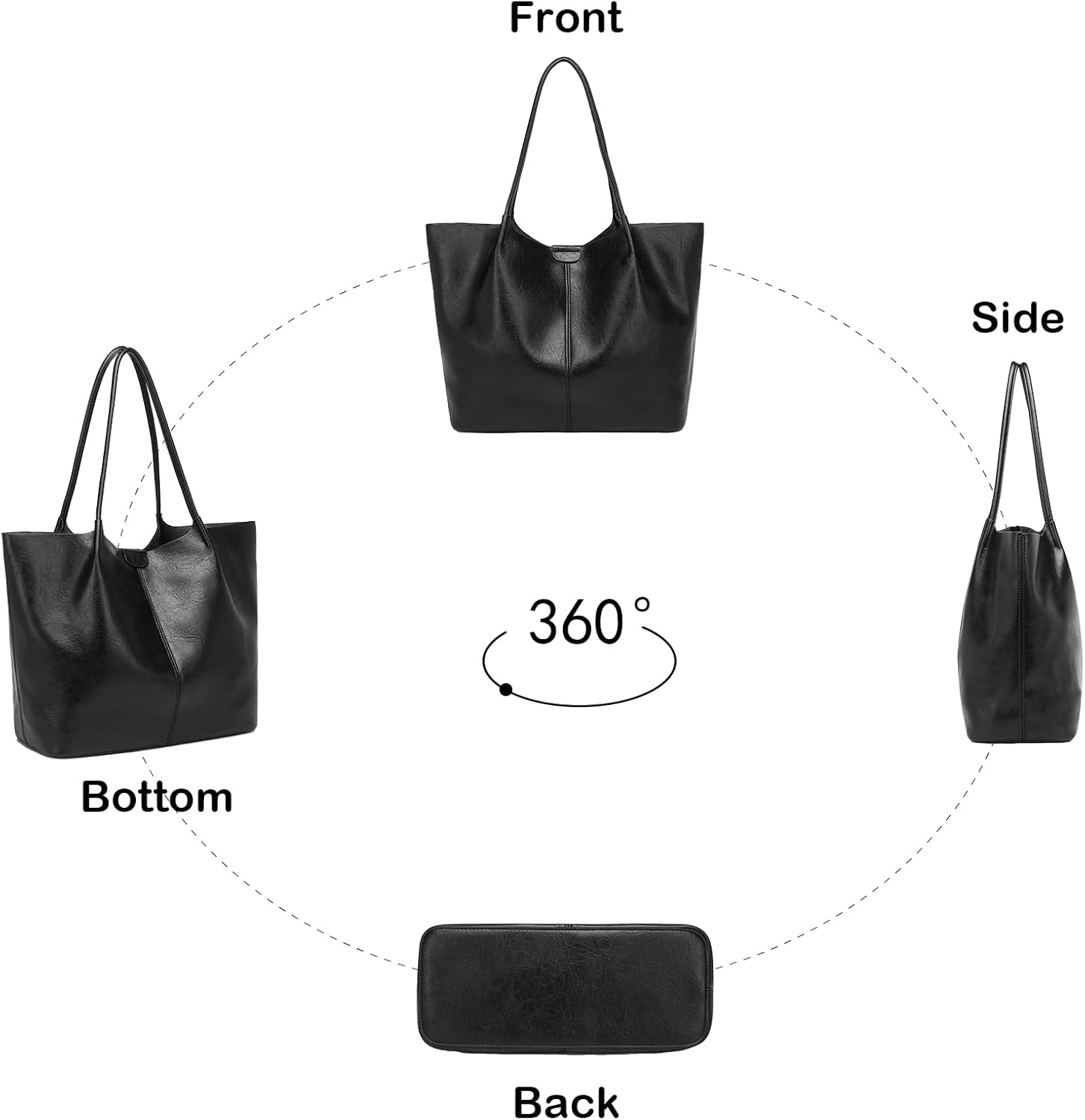 Tote Bag For Women Large Capacity Soft Leather Purse With Interior Pouch Multi-Use For Daily Commute Work Travel - Image 6