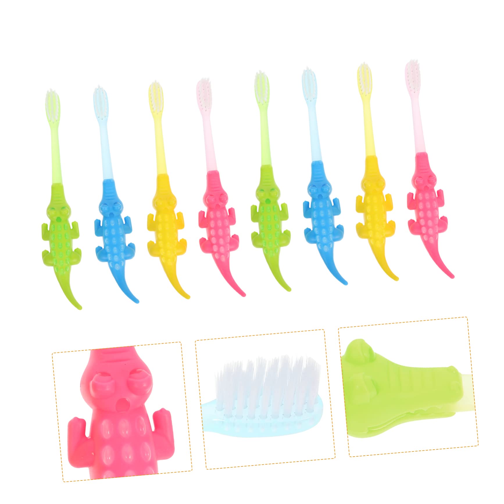 minkissy 32 Pcs Piccolo Coccodrillo Spazzolino da denti per bambini Strumento per l'igiene orale Spazzolino da denti decorativo Spazzolino da denti per bambini Strumento di massaggio Spazzolini da