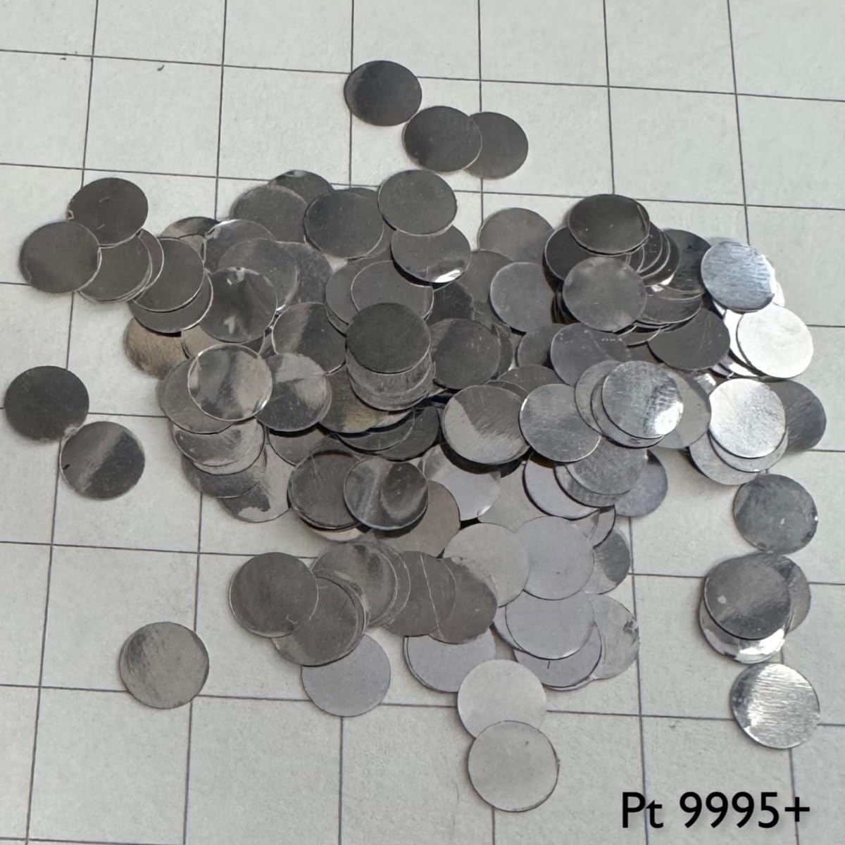 3-częściowe okrągłe arkusze z platynowego metalu - 99,95% czystego pt. Dyski do eksperymentów laboratoryjnych, średnica 6 mm, grubość 0,09 mm
