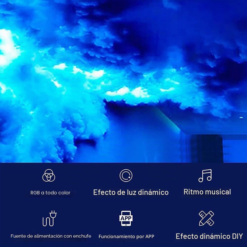 Luz de nube LED, luz nocturna de nube 3D, luces de nube de techo esponjoso, luz de pared de nube RGB Color Ajustable con Control Remoto decoración navideña para el hogar 5m