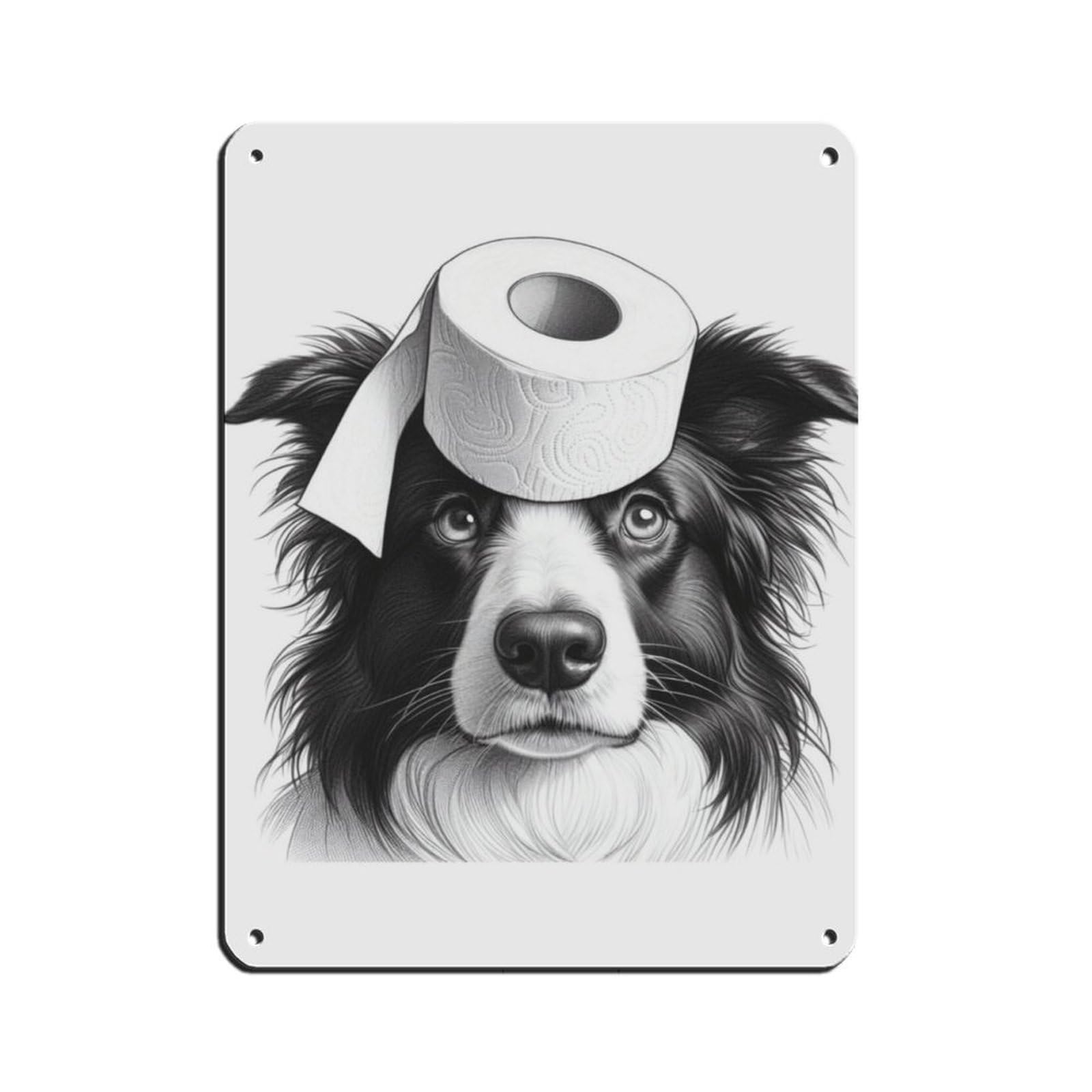 Border Collie Dog Bathroom Art (2) Tin Sign Vintage Metal Pub Club Cafe Bar Home Wall Art Decoration Poster Retro 12x16inch(30x40cm)