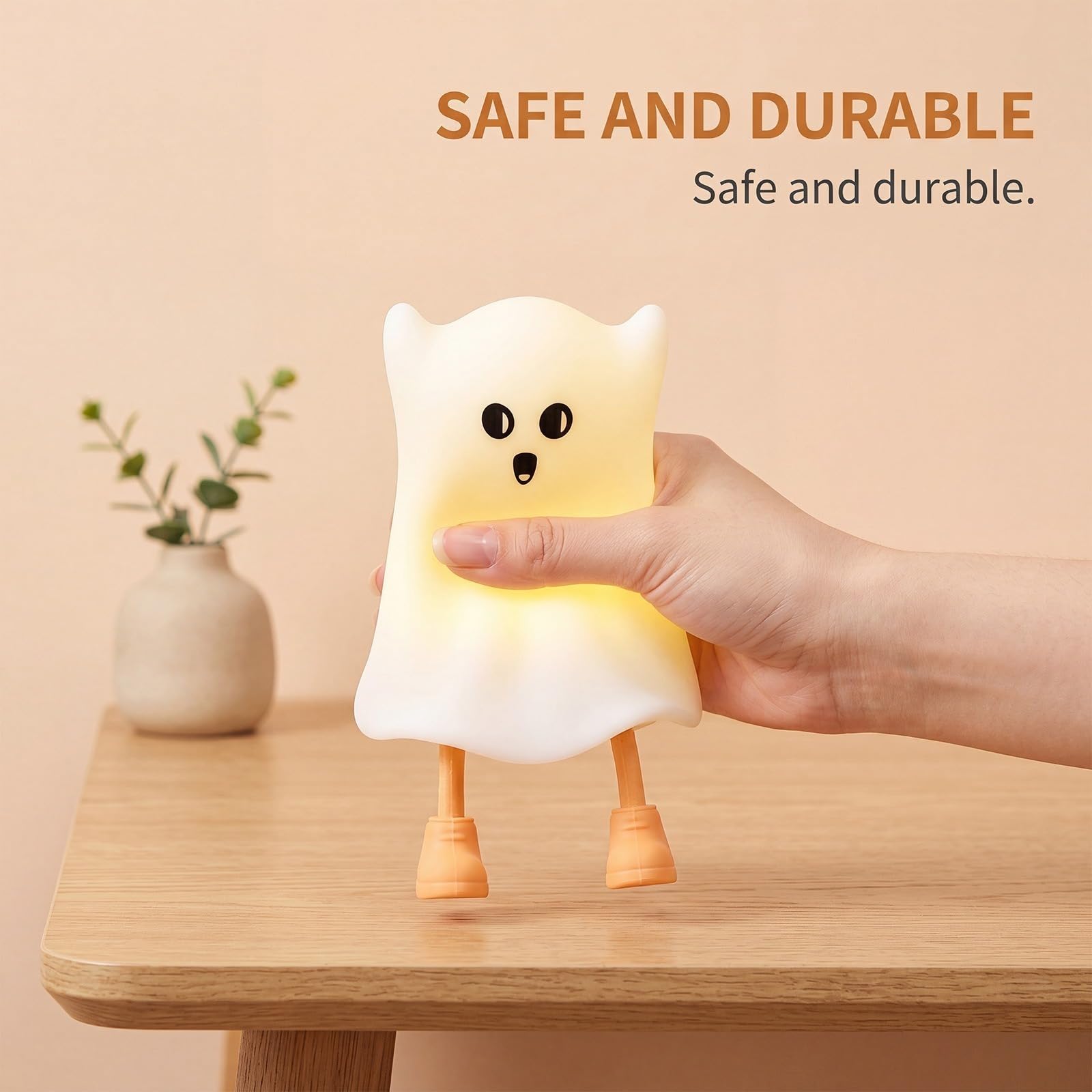 Générique Luce notturna fantasma Halloween – Lampada da notte calda e carina per camera da letto, decorazione ufficio divertente – 4 modalità regolabili, ricaricabile USB-C, autonomia 6H 3 articolo