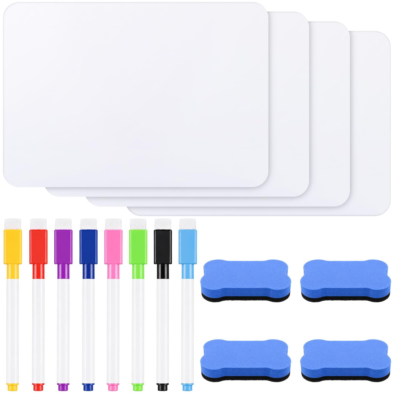 Limiebllu Small Whiteboard,4 Pcs Set Double-Sided Dry Erase Board 11x8 Inch