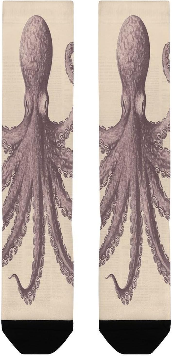 Vintage Octopus Compression Sock Breathable Support Socks Lightweight Knee High Tube Socks for Women Men