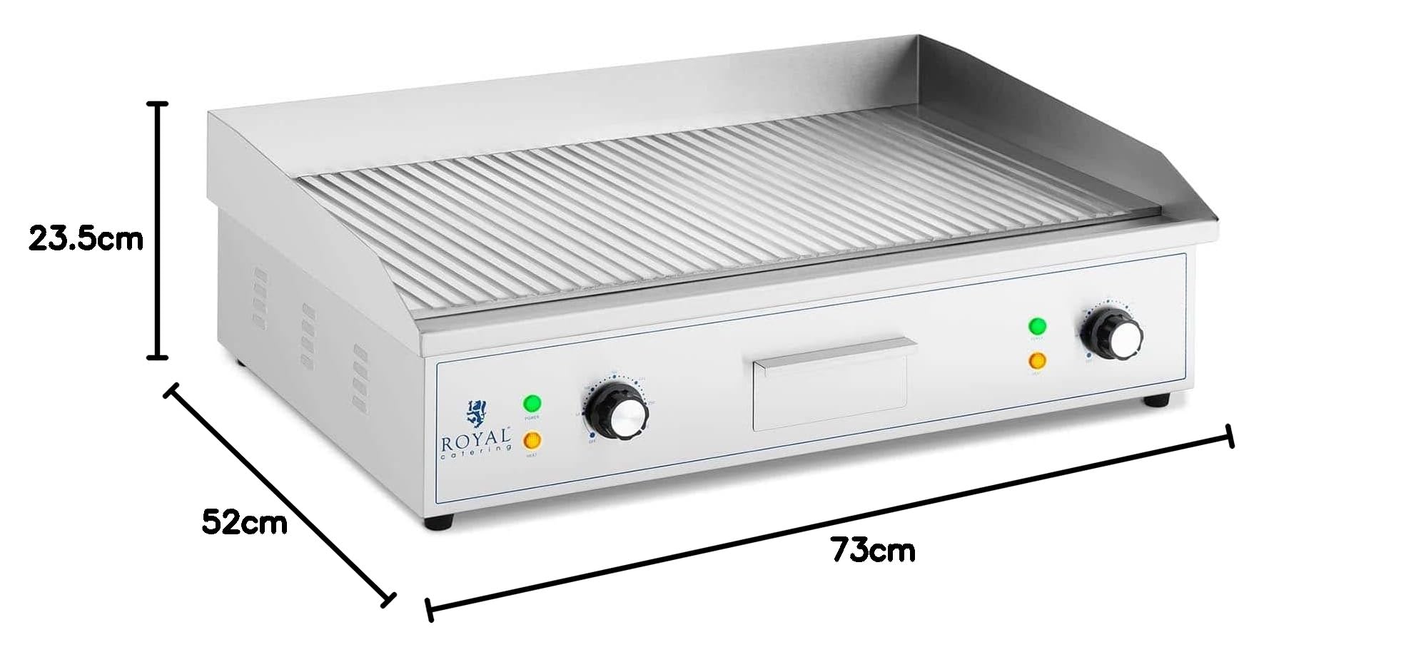 Royal Catering RCPG 51 Doppel Elektro Grillplatte 700 x 400 mm gerillt 4.400 W Griddleplatte Bratplatte Griddleplatte elektrisch