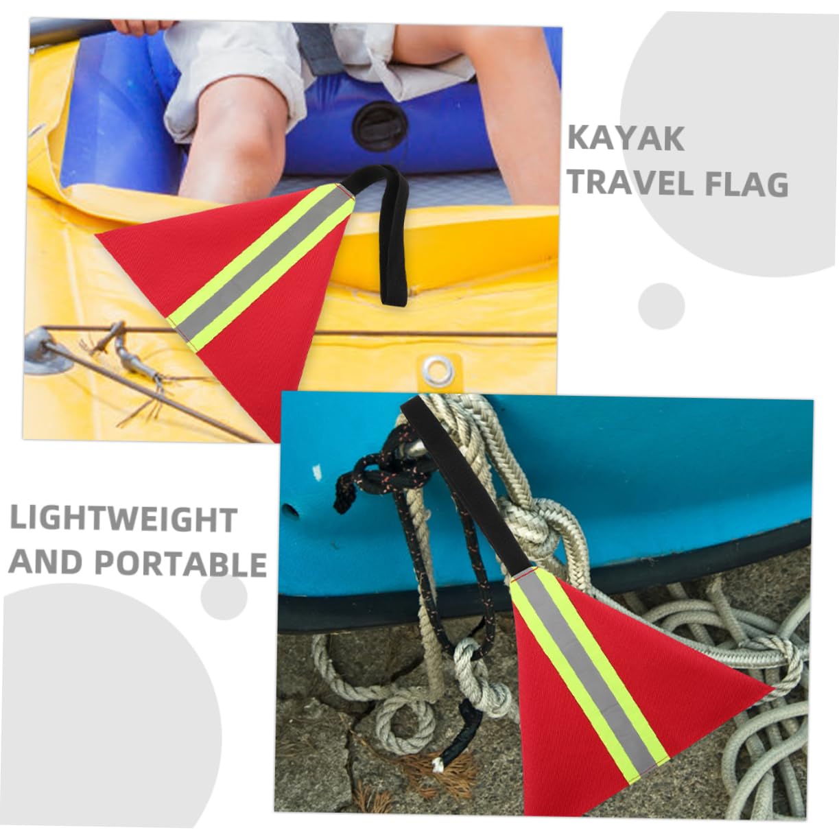 Mikikit Drapeau de Sécurité pour Kayak, Rouge, Bande Réfléchissante, Tissu Oxford, 3 Pièces, Léger et Portable pour Océans et Lacs | Toile Oxford, Bande Réfléchissante et Sangle, pour Sports Nautiques, Transport en Mer, Usage Léger