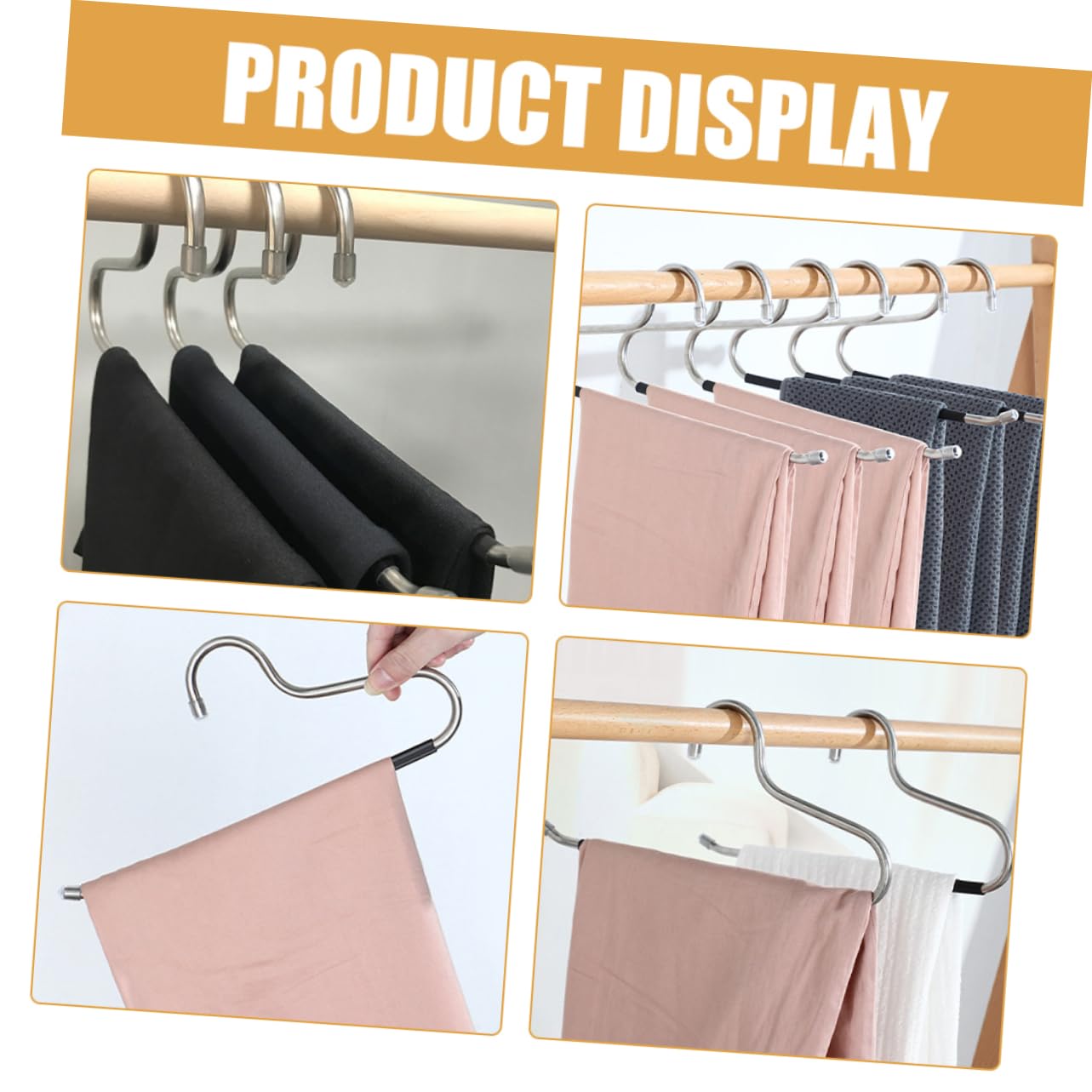 KOMBIUDA 6pcs Trouser Hanger Pant Hangers for Closet PVC Hangers Space Saving Space Saving Pants Hangers Stainless Steel