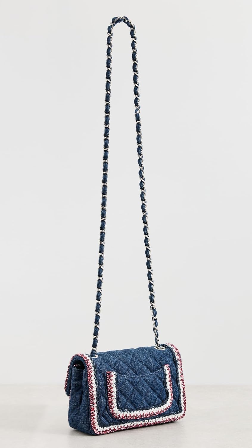 CHANEL What Goes Around Comes Around Women's Pre-Loved Blue Denim Rectangular Flap Mini Shoulder Bag - Image 4