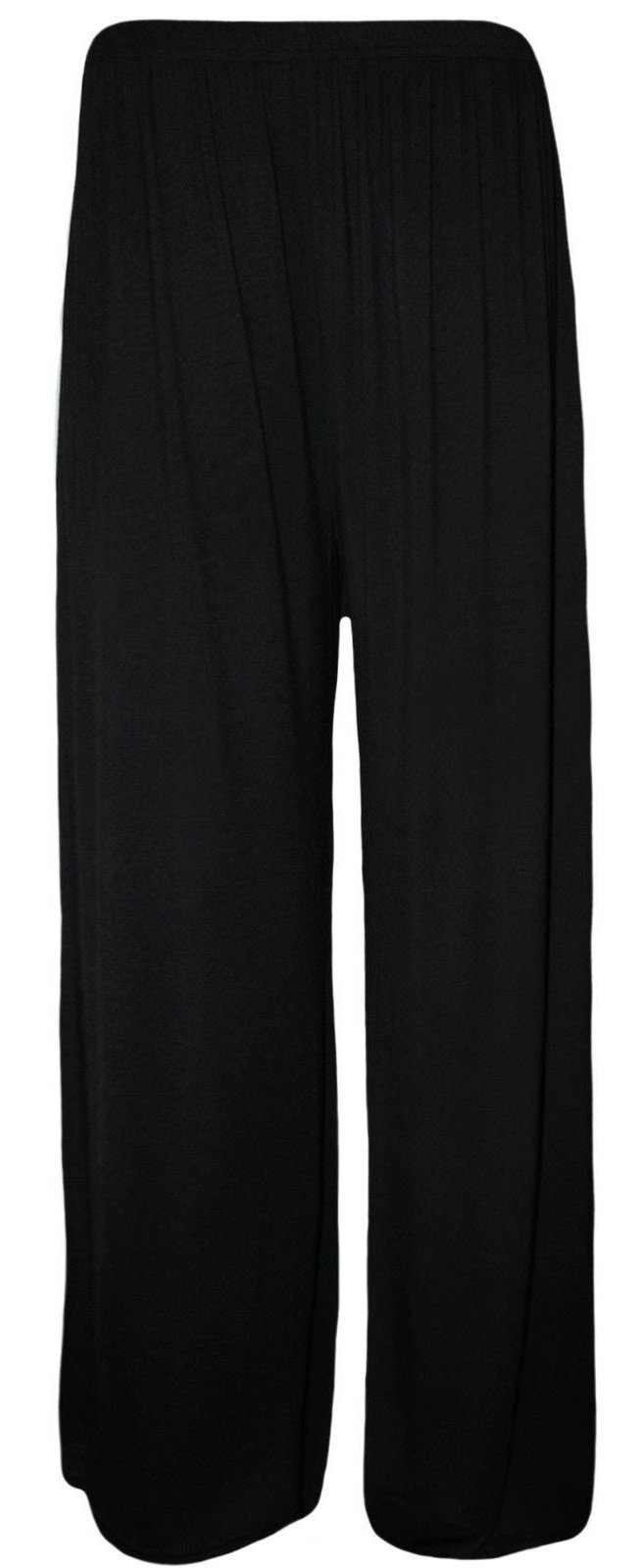 tn-traders Ladies Plain Palazzo Wide Leg Flared Trouser Pants 8-27 Black