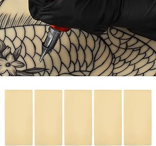 Pele de Prática de Tatuagem, Lados Duplos 11,8 X 5,9 pol. Folha de Prática de Tatuagem de Silicone Macio Flexível de 5 Peças, Pele de Prática de Sobrancelha para Iniciantes