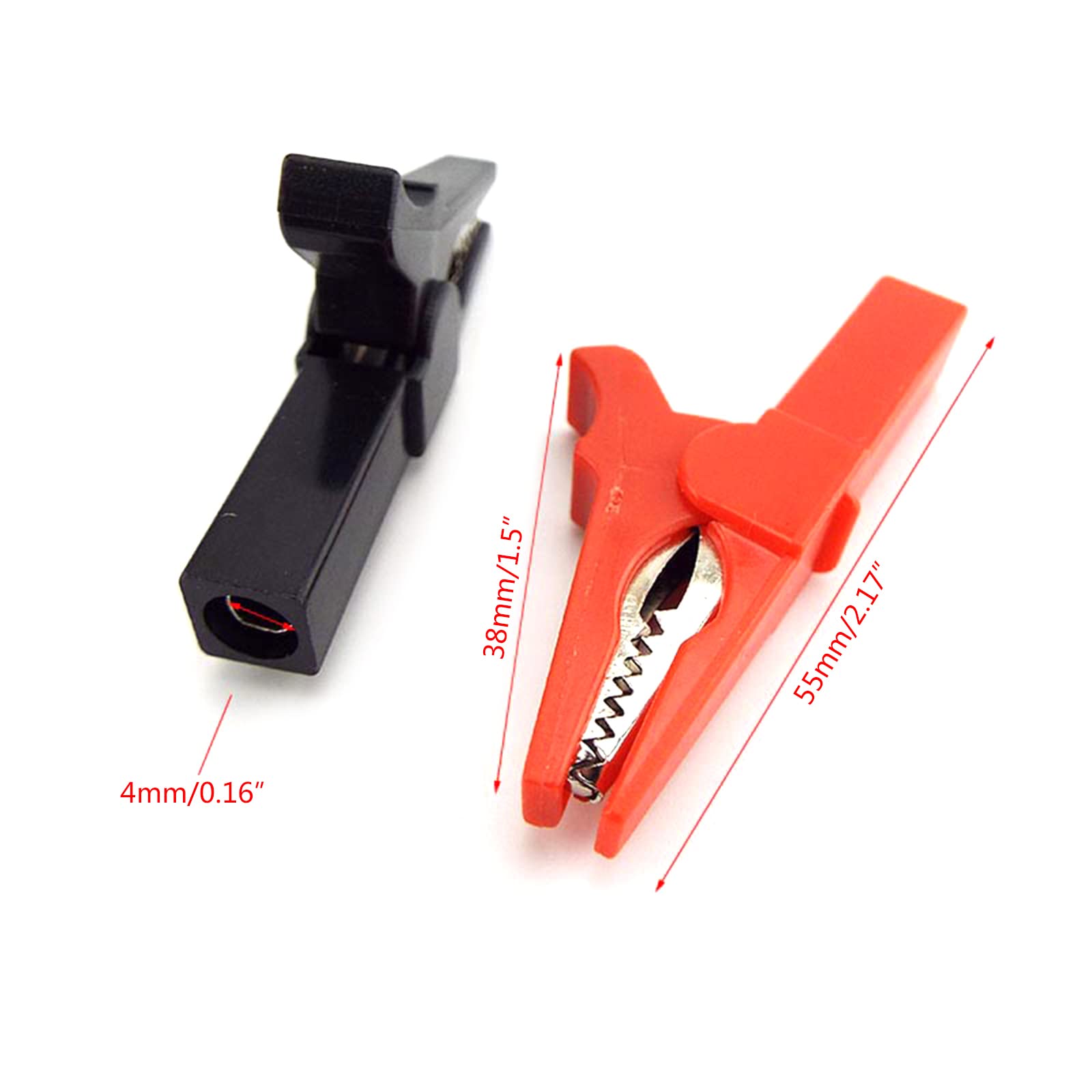 Diarypiece 2Pcs Metal Alligators Clip Socket Cable, Insulated Electric Clips 55mm for Crocodile Clamp Probe
