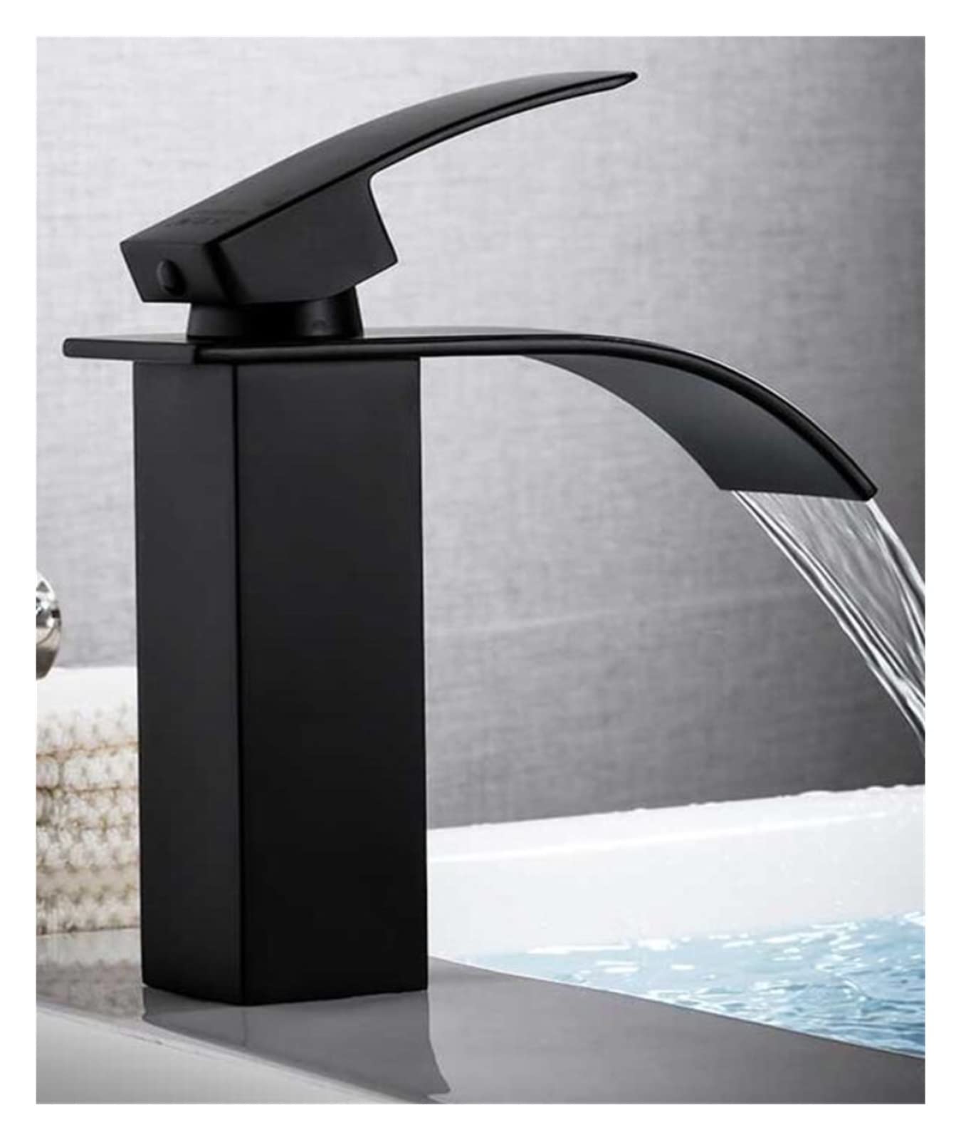 Robinet cascade eau chaude et froide en laiton noir mat