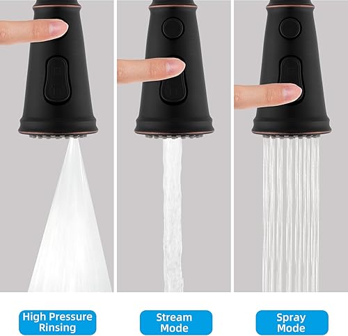 Vista 30 de Hibbent Reemplazo de cabezal de grifo de cocina extraíble, boquilla de cabezal rociador de cabezal de grifo de fregadero de cocina de 3 funciones
