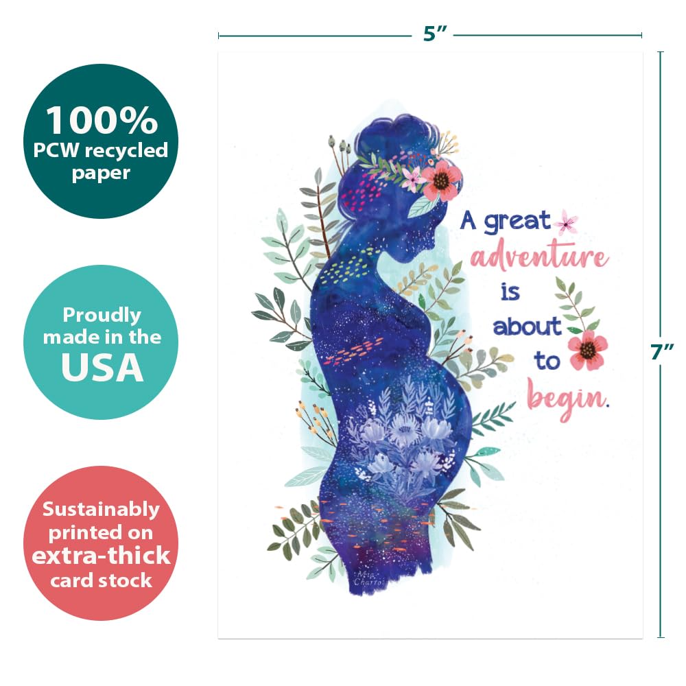 Tree-Free Greetings New Baby Cards - Sweet Baby Girl Design, 2 Cards With Envelopes, Recycled Paper