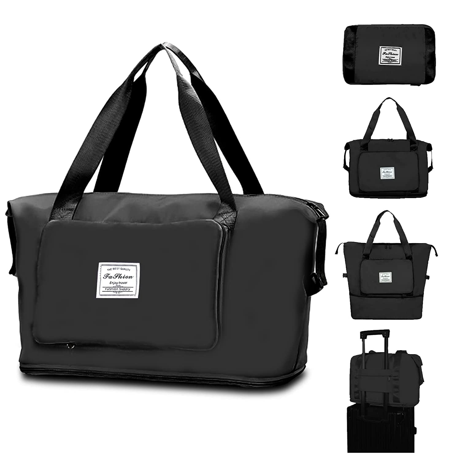 AuvellaTravel Duffel Bag | Shoulder Bag | Expandable Folding Travel Bag for Women | Waterproof Luggage Bag for Travel(Black Color)