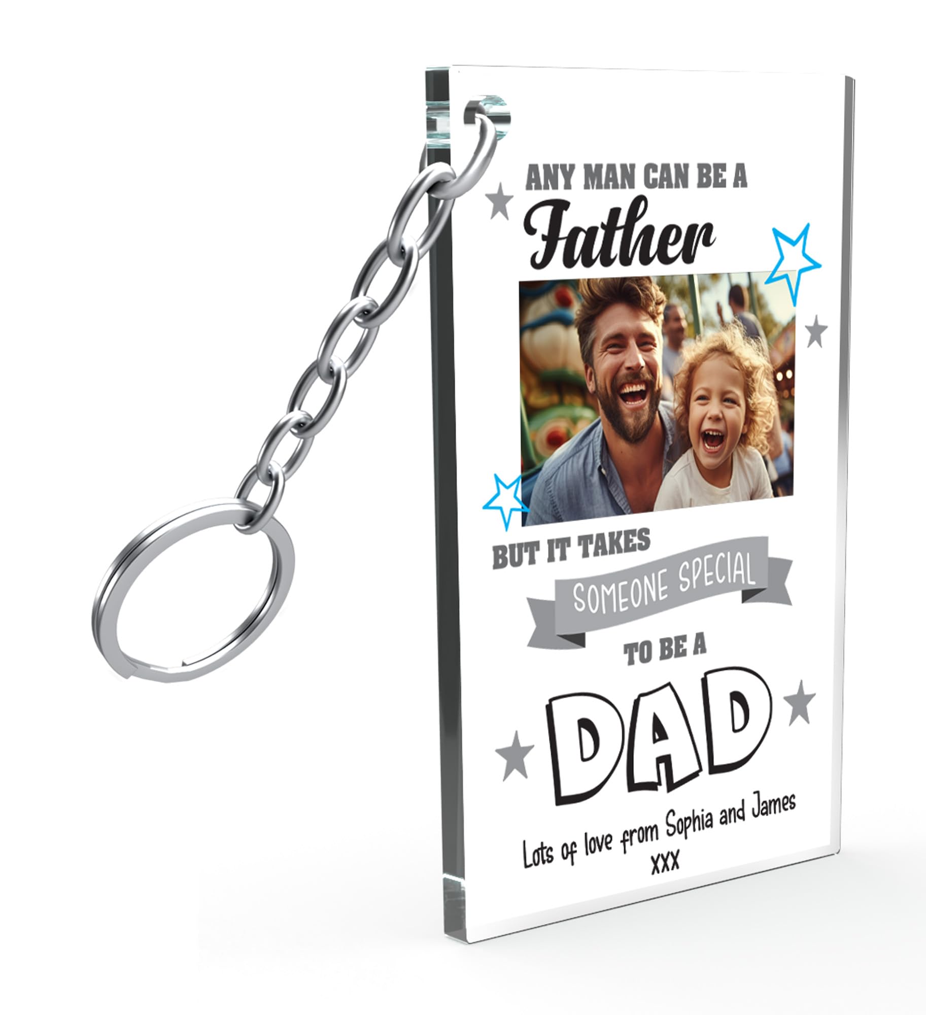 Star Online Men's Special Dad Personalized Photo Keyring Dad Birthday Gifts Father's Day Present Keychain From Daughter And Son - 5Cm X 8Cm (Special Dad)