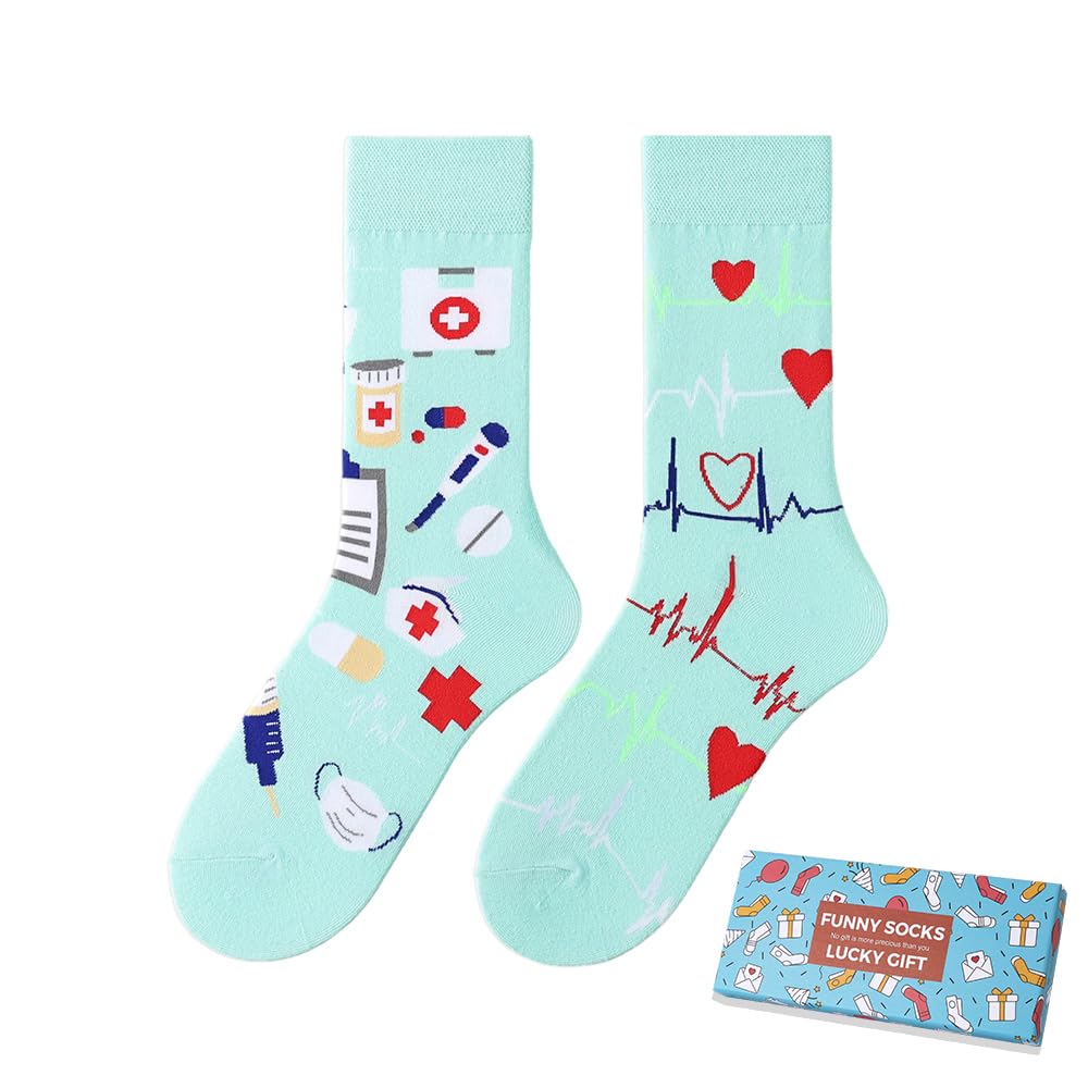 Calcetines Divertidos Unisex para Mujer y Hombre con Diseños Asimétricos en Par - Temas Animales, Comida, Fruta, Deporte y Arte en Algodón - Ideal para Regalos — view 50