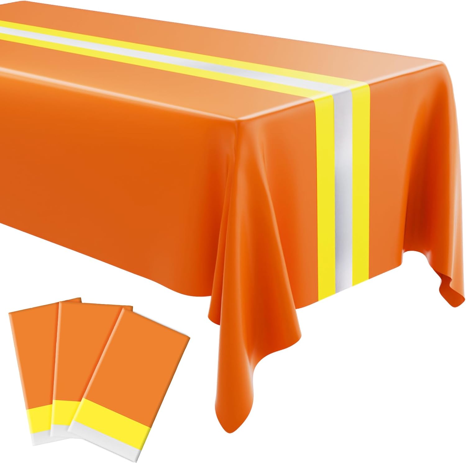 Oudain 3 Pcs Fire Fighting Tablecloth 54"x108" Table Runner Cover Disposable Plastic Rectangle Tablecloths for Firefighter Construction Road Racing Track Car Birthday Party Decoration Supplies(Red)