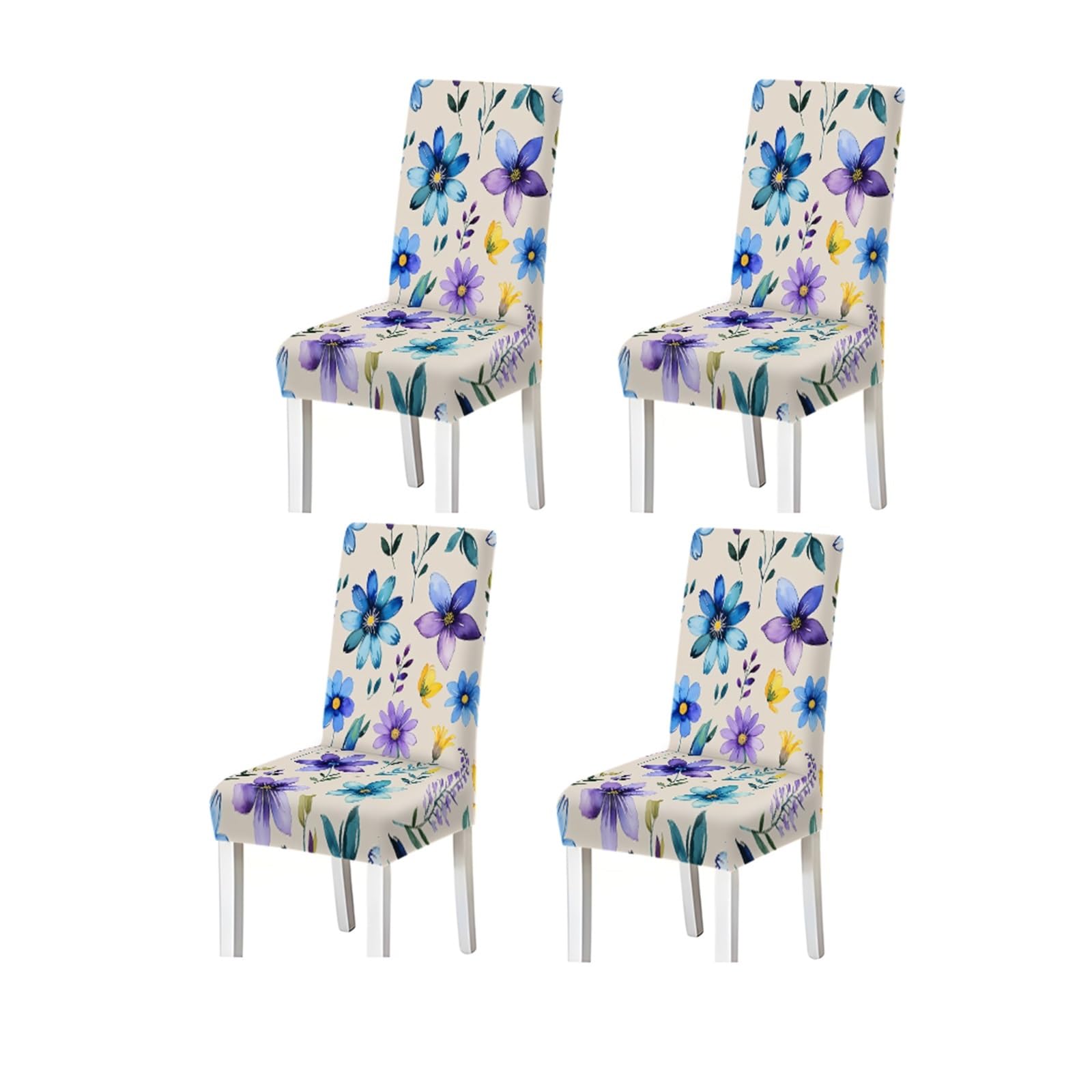 KXUAUV Watercolor Multicolor Floral Pattern Print Dining Chair Covers Set Of 2/4/6, Stretch Slipcovers For Kitchen Dining Room Seat Protectors for Restaurant Hotel Party(4PCSChair cover)