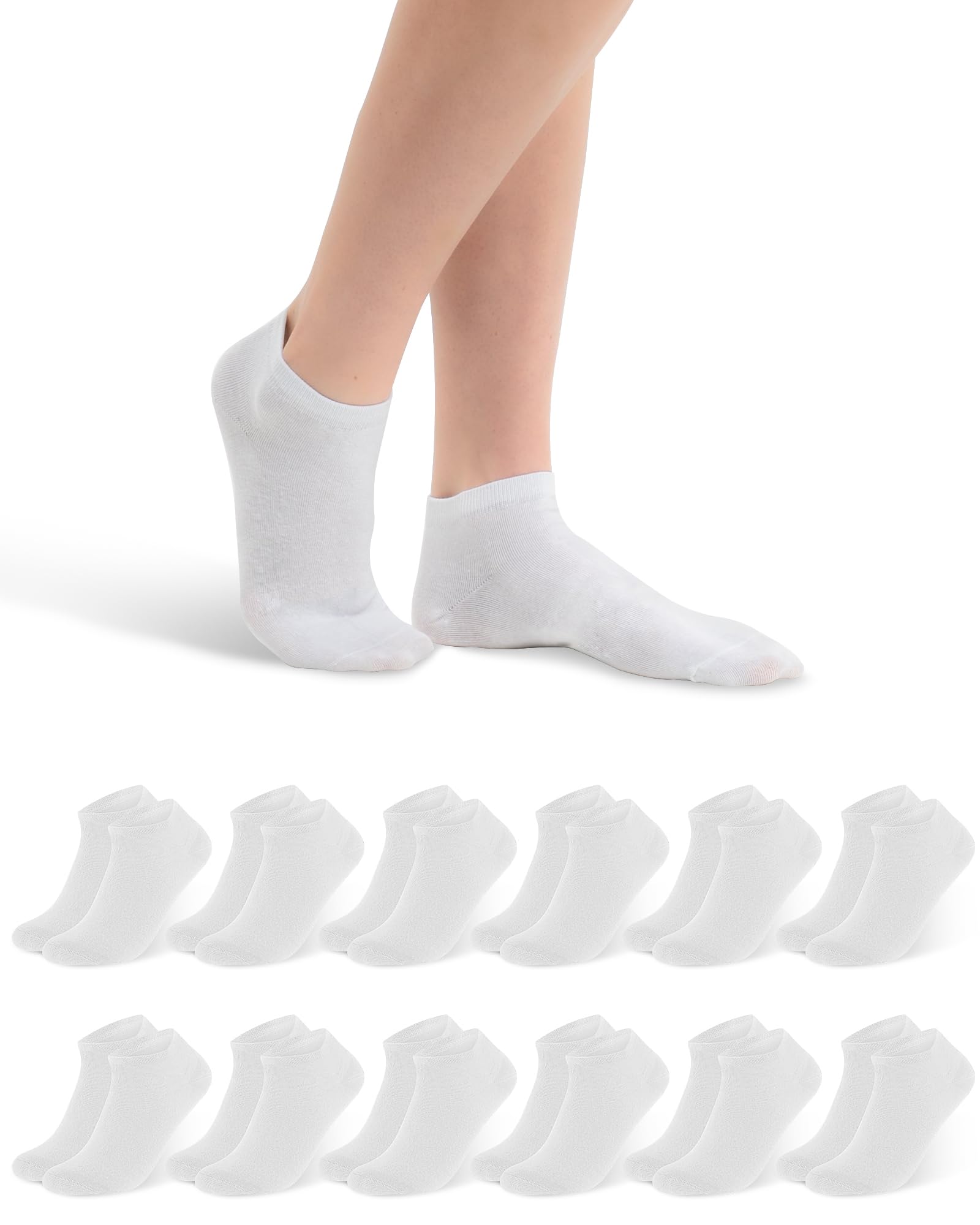 Lot De 12 Paires De Chaussettes Femme Courtes En Coton - Taille 35-38 & 39-42 - Rayures, Points, Motifs - Pour Sport Et Quotidien - 12